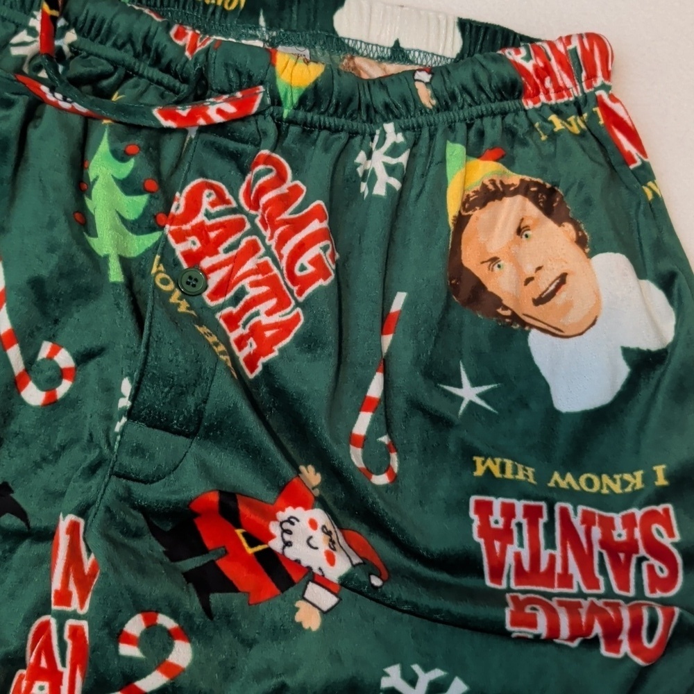 ELF Green & Red "Santa!" Pajama Pants Men's X-large